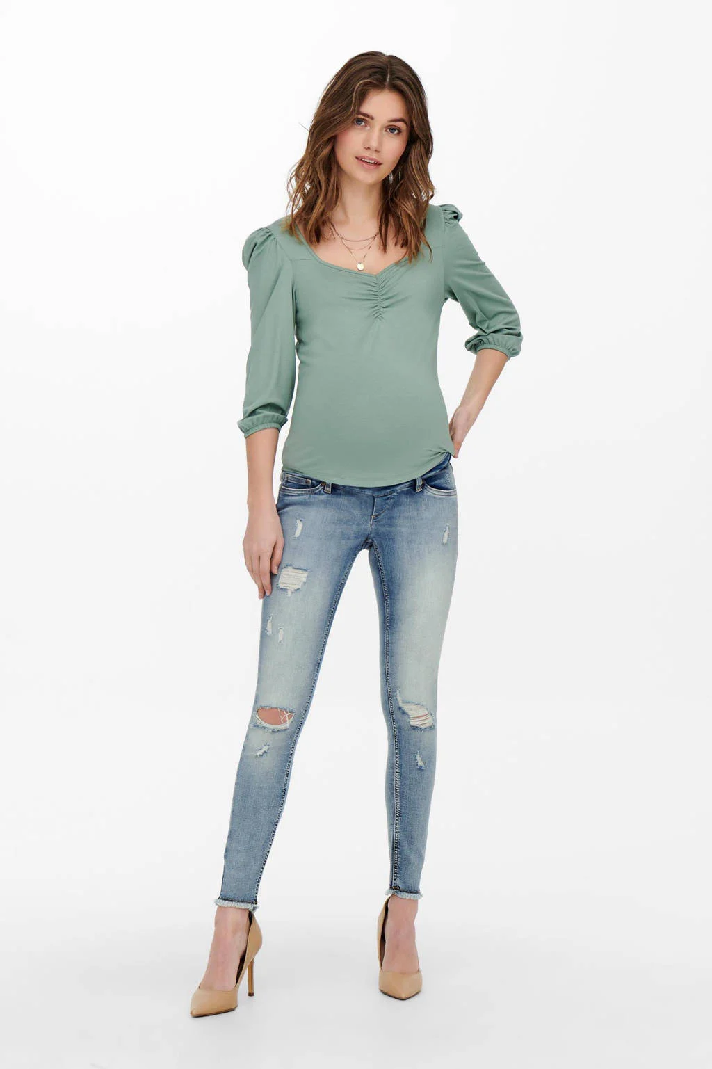 ONLY MATERNITY skinny zwangerschapsjeans OLMBLUSH light blue denim