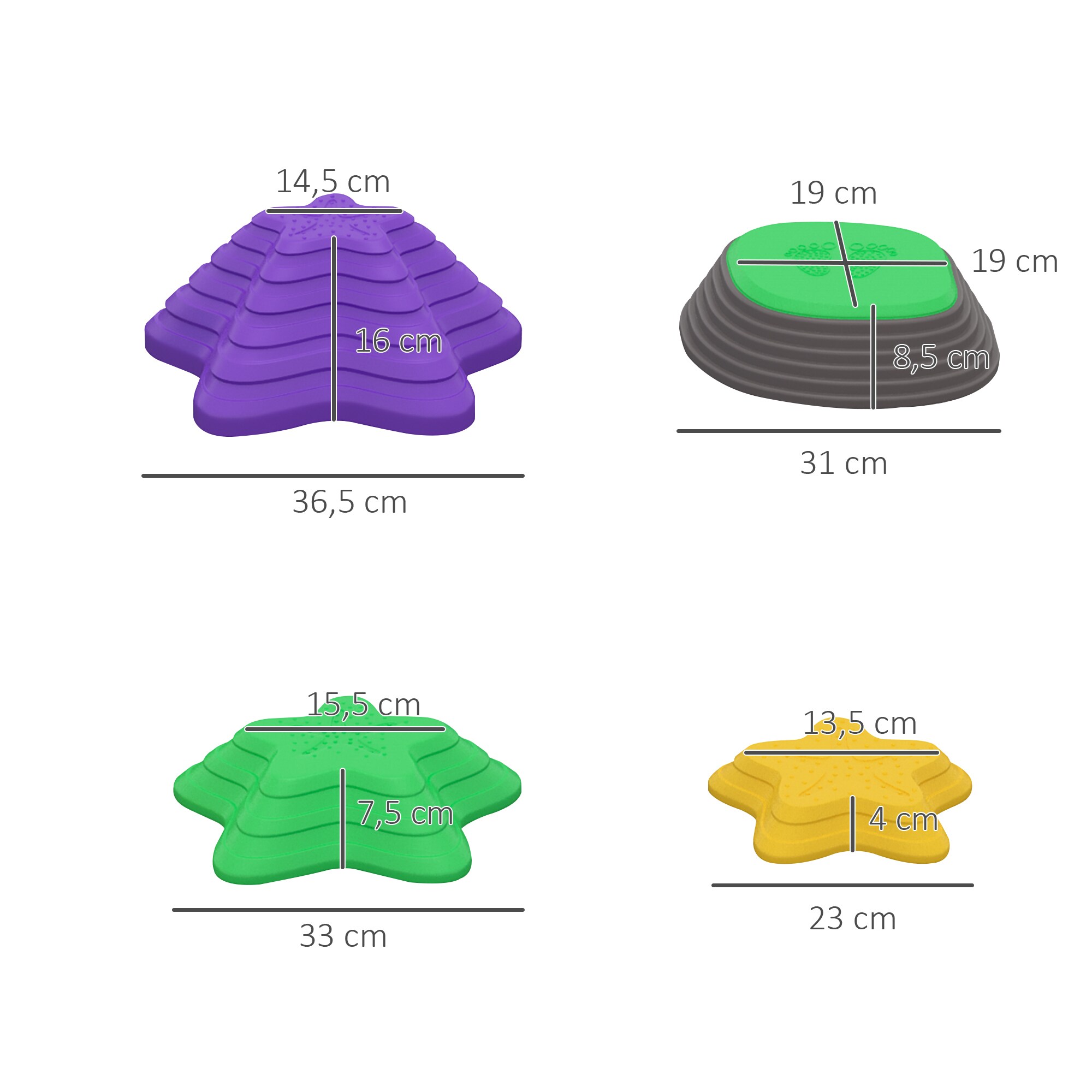 ZONEKIZ 11er Flusssteine-Set aus robustem Material bunt 36,5L x 36,5B x 16H cm