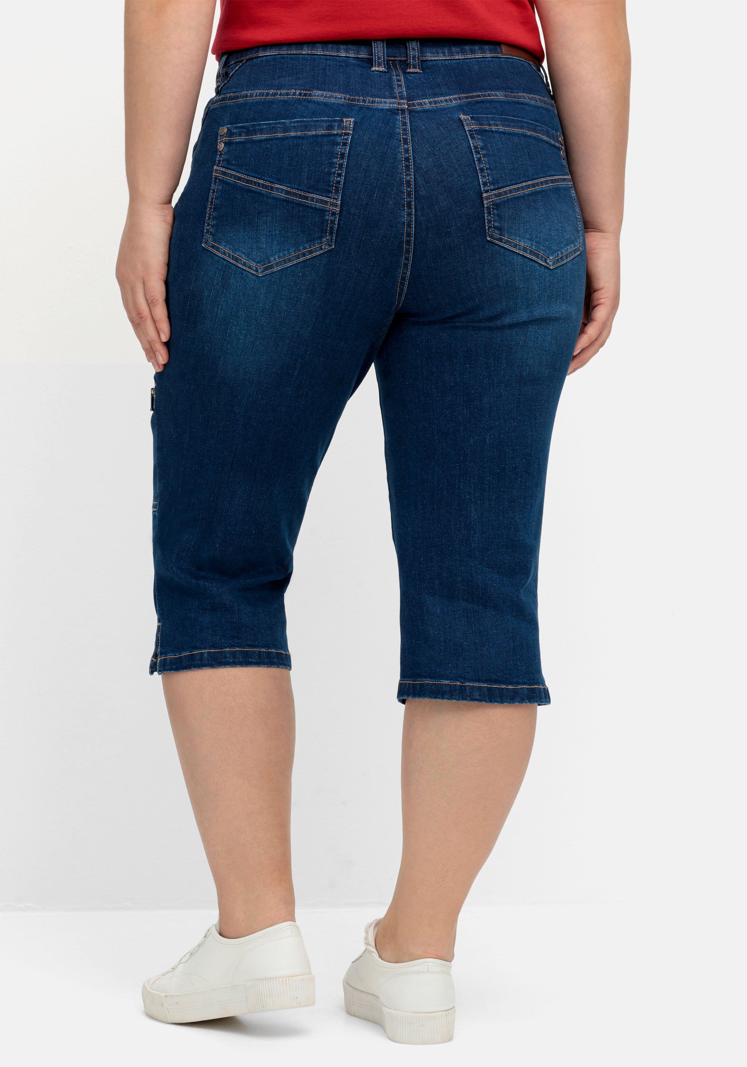 Schmale Caprijeans im Cargo-Stil
