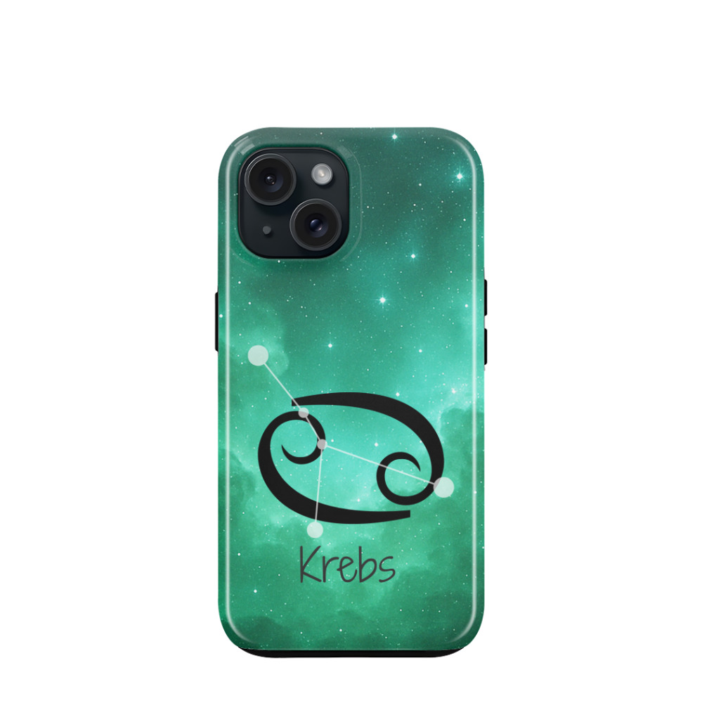 iPhone 15 Hybrid (Kunststoff / Gummi) Hülle Krebs 2 - Grün