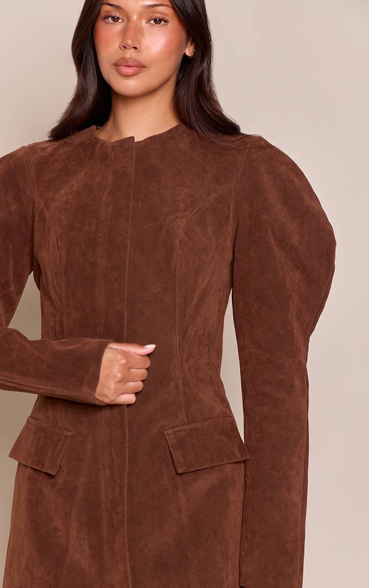 Chocolat Robe Blazer Zippée En Synthétique