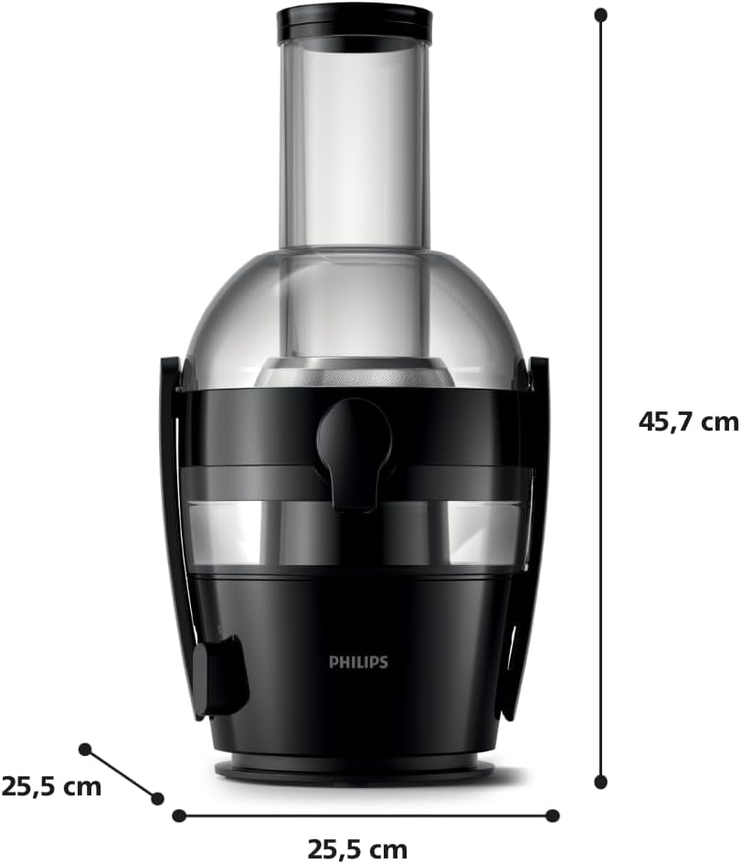 Philips 3000 Series Entsafter - 800W Leistung, QuickClean Technologie, XL 75mm Einfüllschacht, 2L Saftkapazität, Einfach zu Montieren & Spülen, Frischer Saft ohne Fruchtfleisch (HR1856/70)