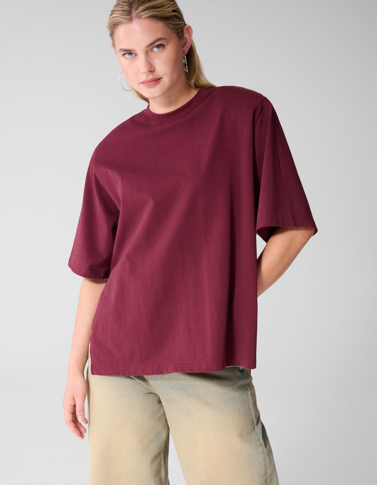 Split T-shirt Donkerrood