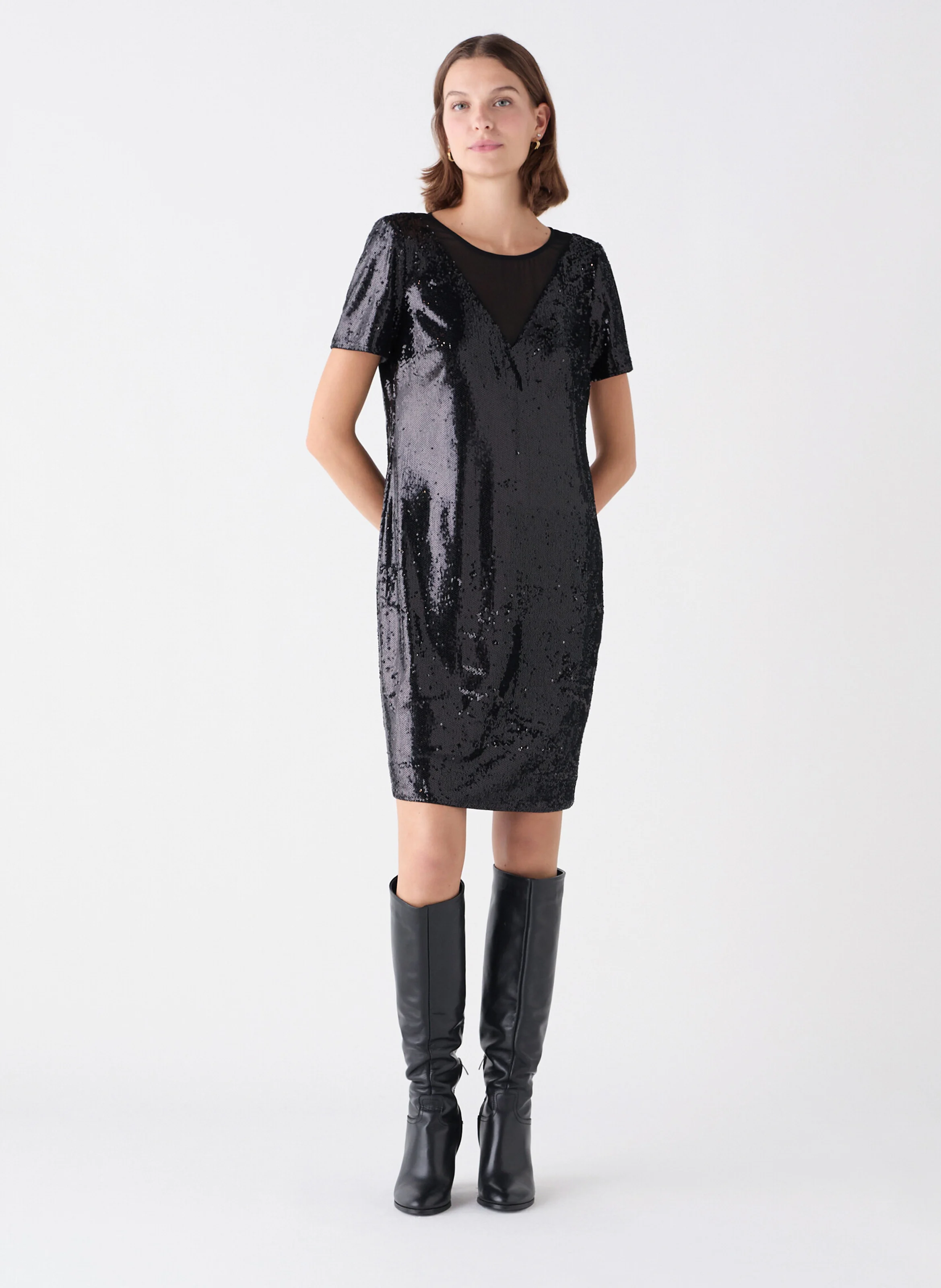 RJOY - Robe courte à sequins | Noir