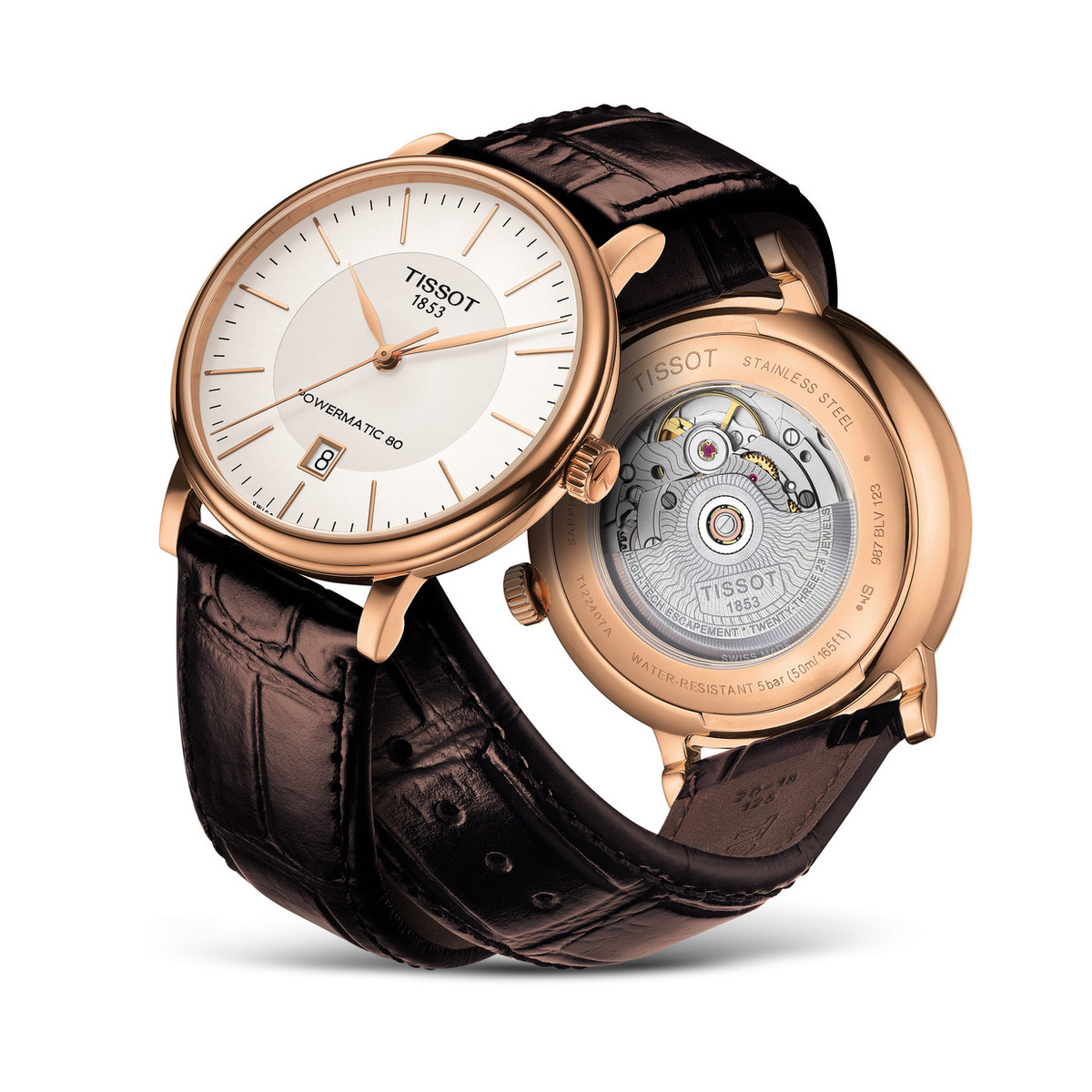 Montre Tissot homme automatique acier cuir marron