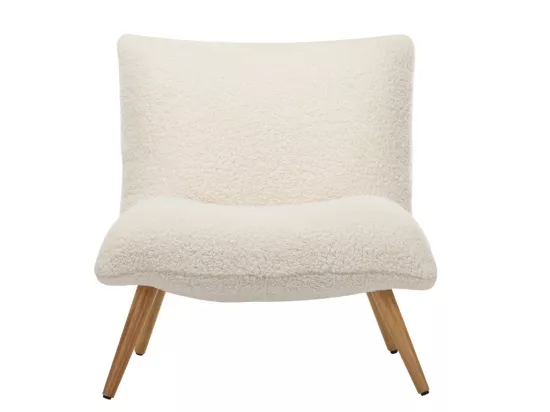 Fauteuil en tissu bouclette effet peau de mouton PEPITA - Blanc