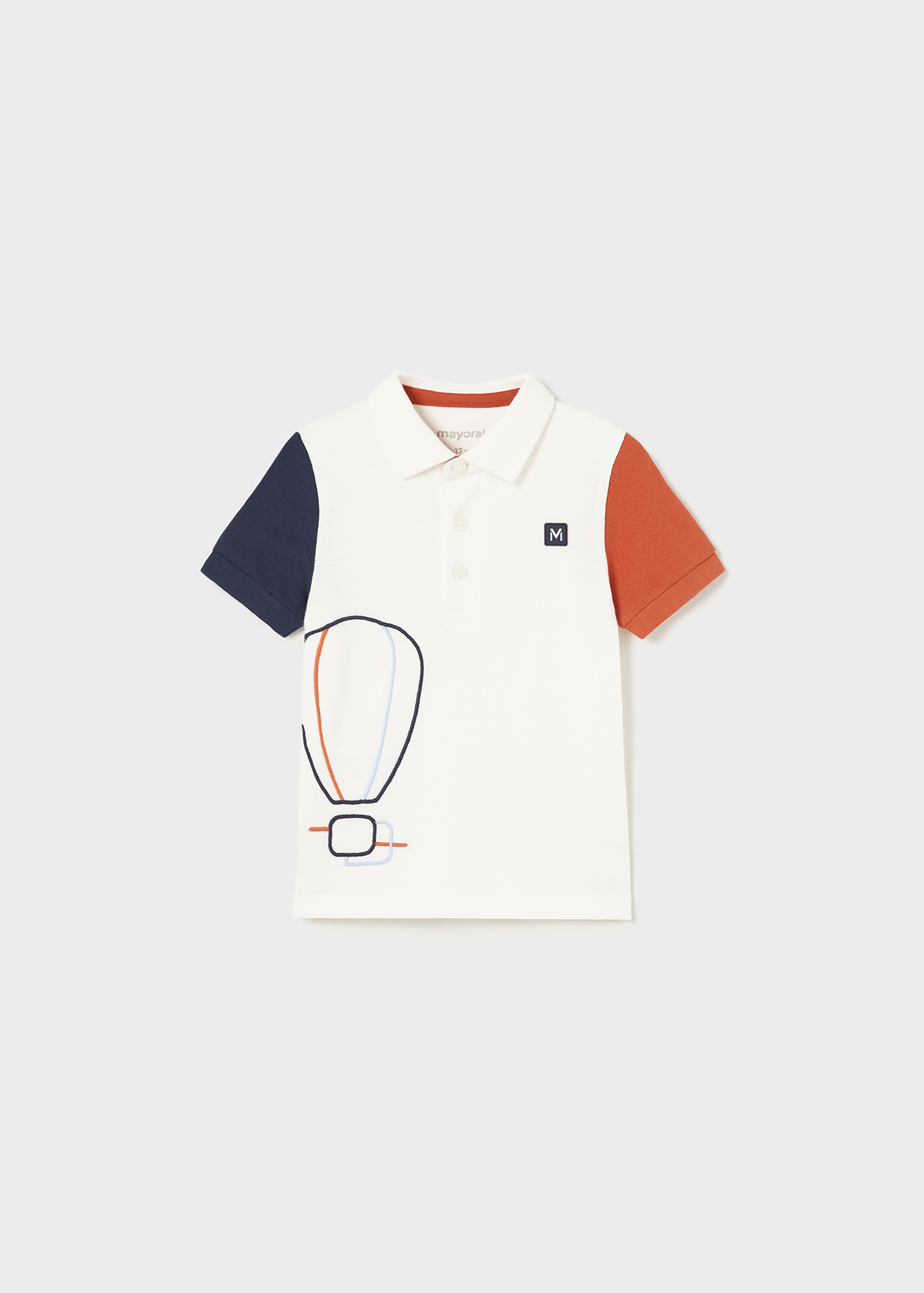 Camisa polo de algodão sustentável tricolor granito para bebê