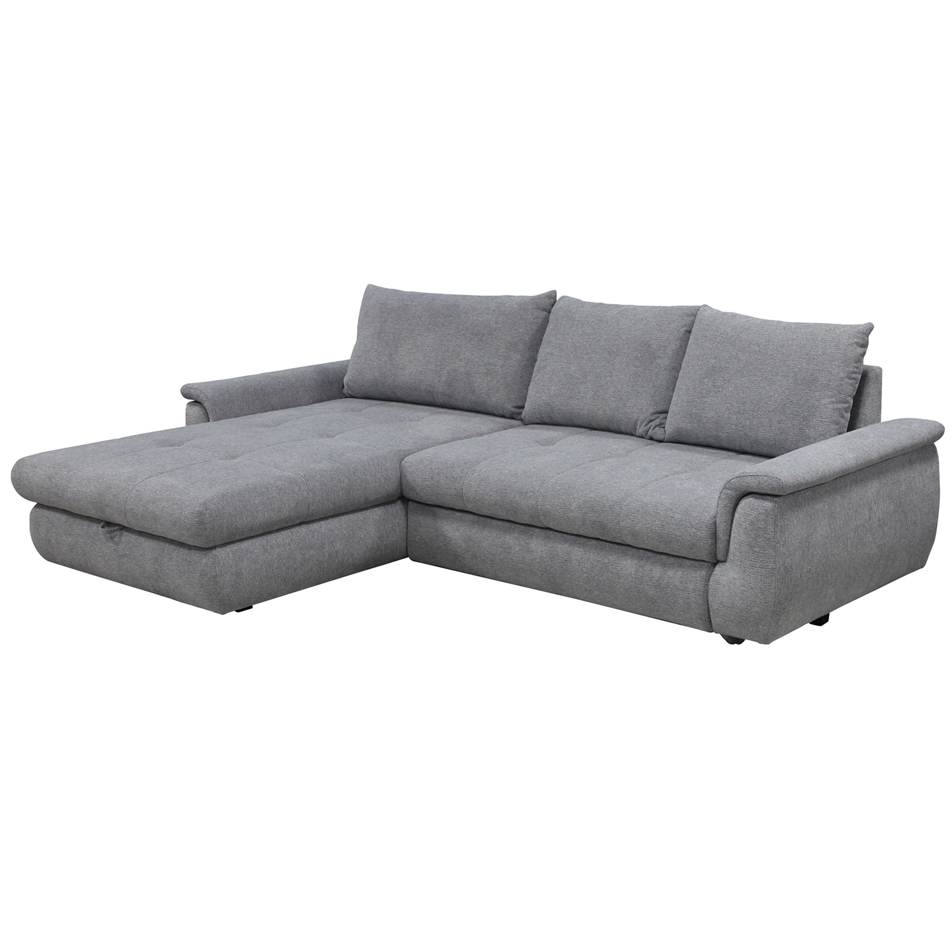 Ecksofa - light grey - mit Liegefunktion - Staukasten links