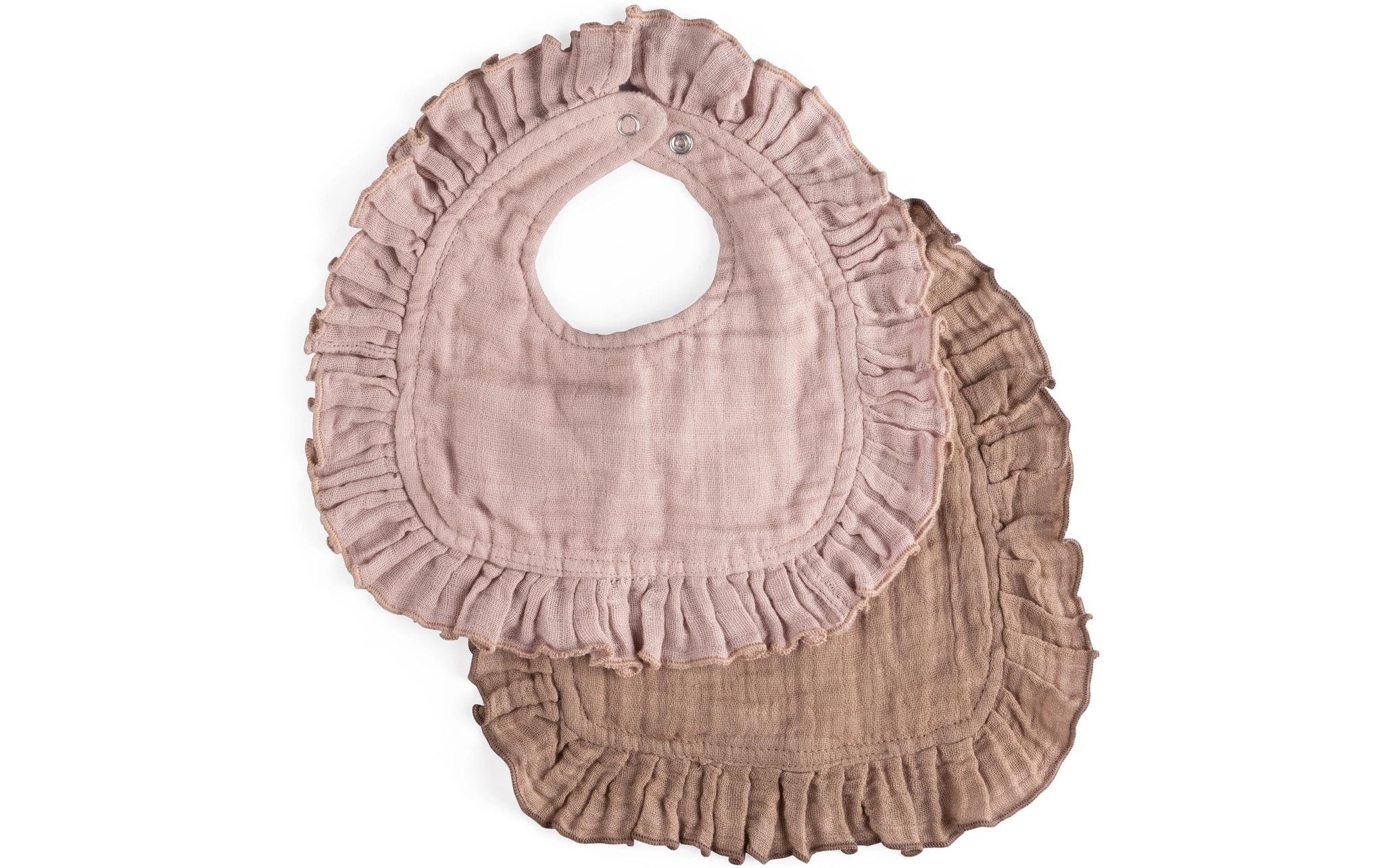 Lätzchen Musselin 2er Set Rose/Braun 28 x 25 cmMultipack mit zwei Sabberlätzchen