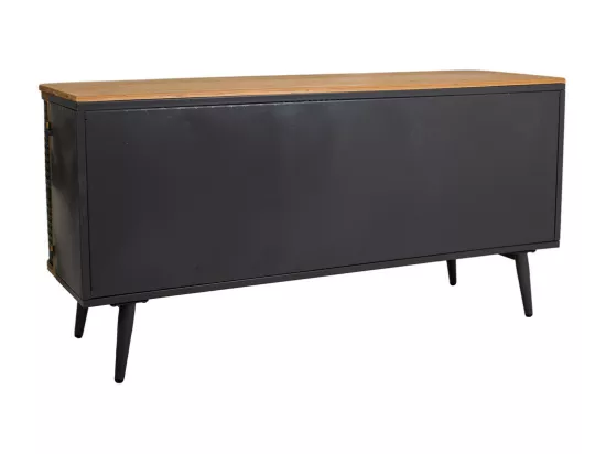 Buffet en métal et bois 3 portes 118x38x58,5h cm