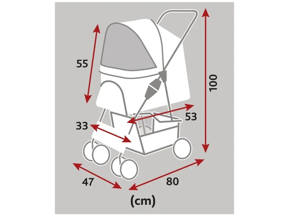 Trixie Buggy, 47 × 100 × 80 cm, 4.9 kg, grå