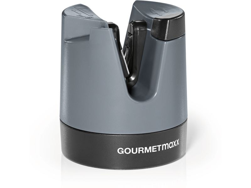 GOURMETmaxx Messerschärfer 6.4 cm, Anthrazit/Schwarz Der Schärfer für Messer
