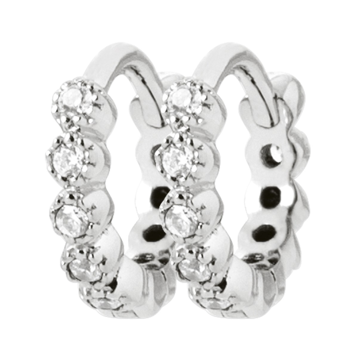 Créoles Brillaxis argent rhodié et oxydes 10mm