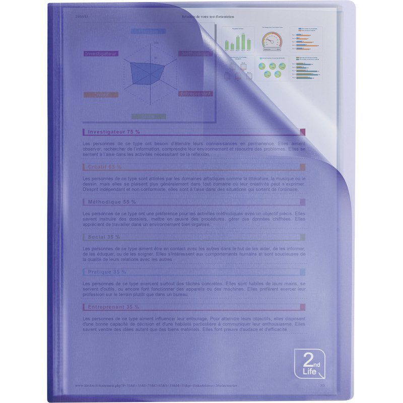 Protège-documents 2ND Life Oxford polypropylène A4 20 pochettes - 40 vues couleurs assorties