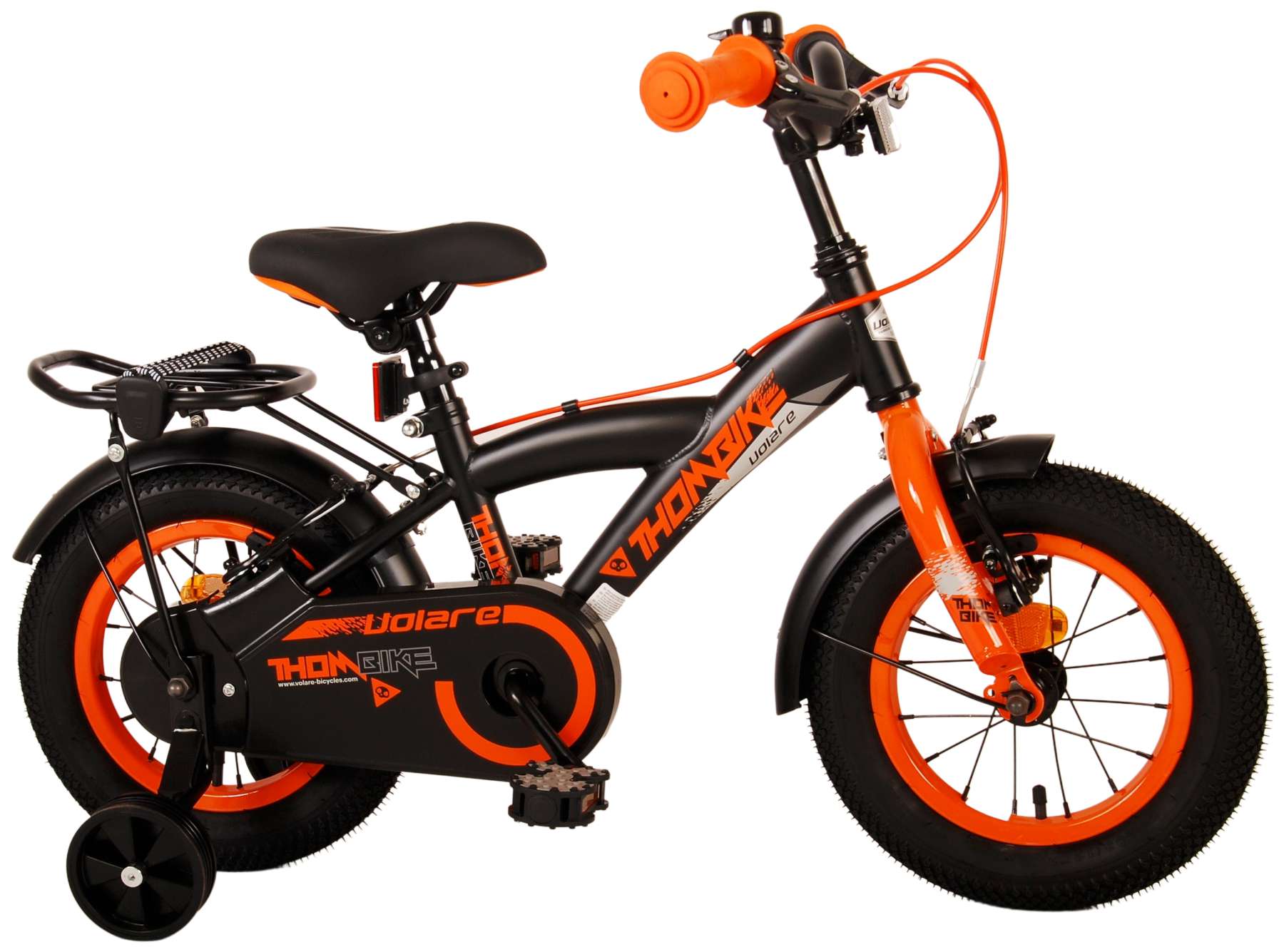 Kinderfahrrad Thombike für Jungen 12 Zoll Kinderrad in Schwarz Orange
