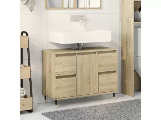 Armoire salle de bain chêne sonoma 80x33x60cm bois d'ingénierie