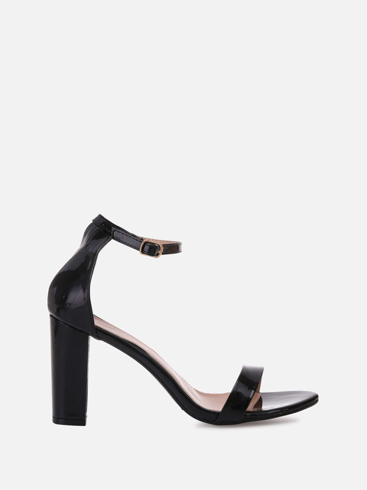 Sandales vernies à talon carré- Noir