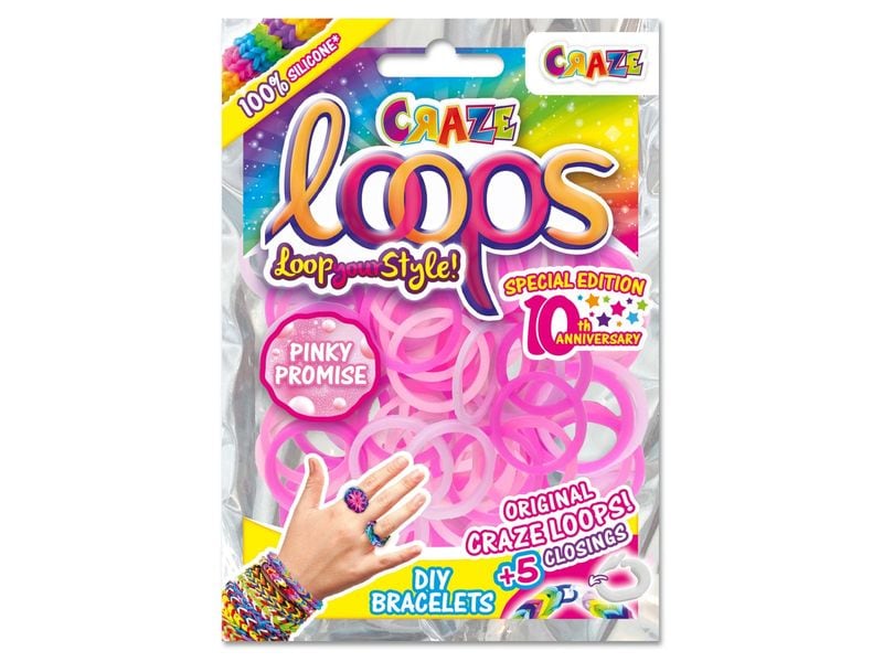 Craze Bastelset Loops - 100 Loops Bag assortiert Armbänder zum Selbermachen