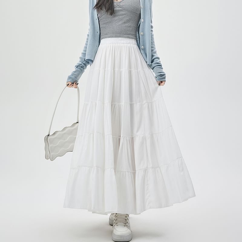 Dragan Pulse - Hoge taille effen maxi A-lijn rok