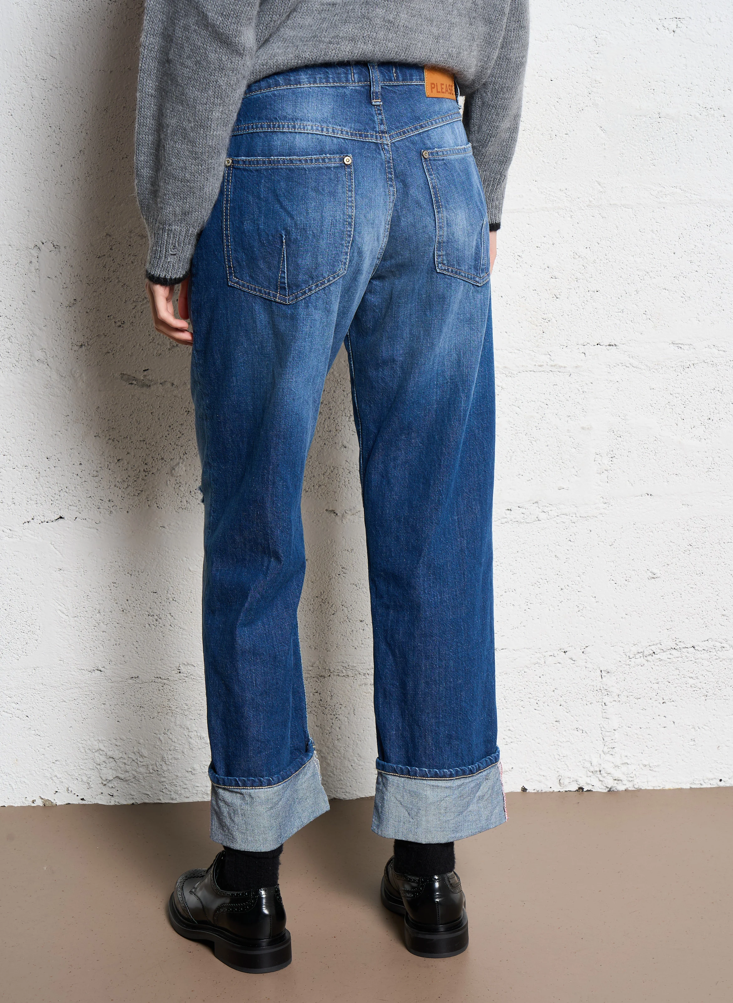 Jean droit en coton | Bleu