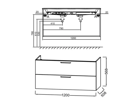 Meuble double vasque 120 cm JACOB DELAFON Odéon Rive Gauche blanc