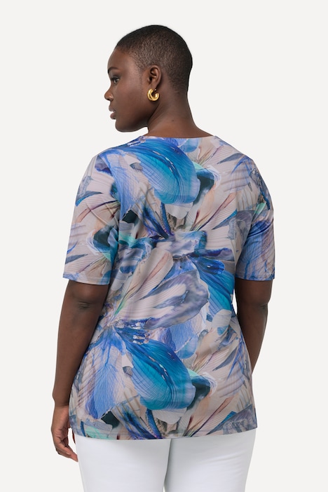 Slinkyshirt, A-Linie, V-Ausschnitt, Halbarm
