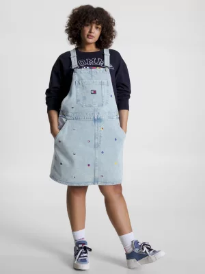 Vestido jardineira jeans Curve