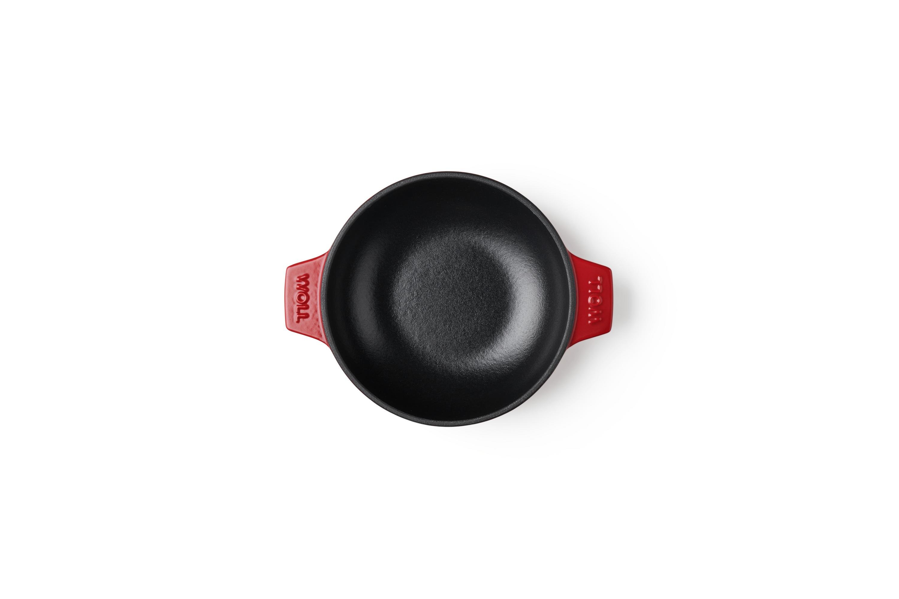Iron Guss-Servierpfannen-Set mit Mini-Kasserollen, Ø 20 + 18 + 10 cm - Farbe: Chili Red