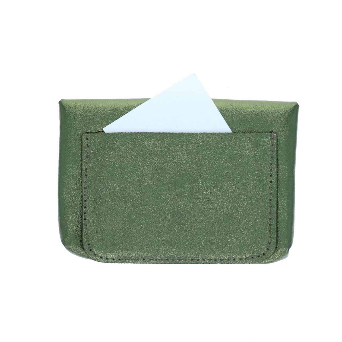 Grand porte-monnaie enveloppe cuir vert olive Maison Suzanne