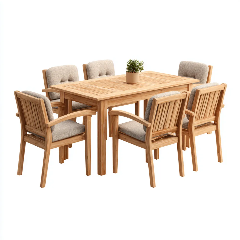 Garten-Esstisch-Set Massivholz 150x85x75 cm - Natur - Modernes Design