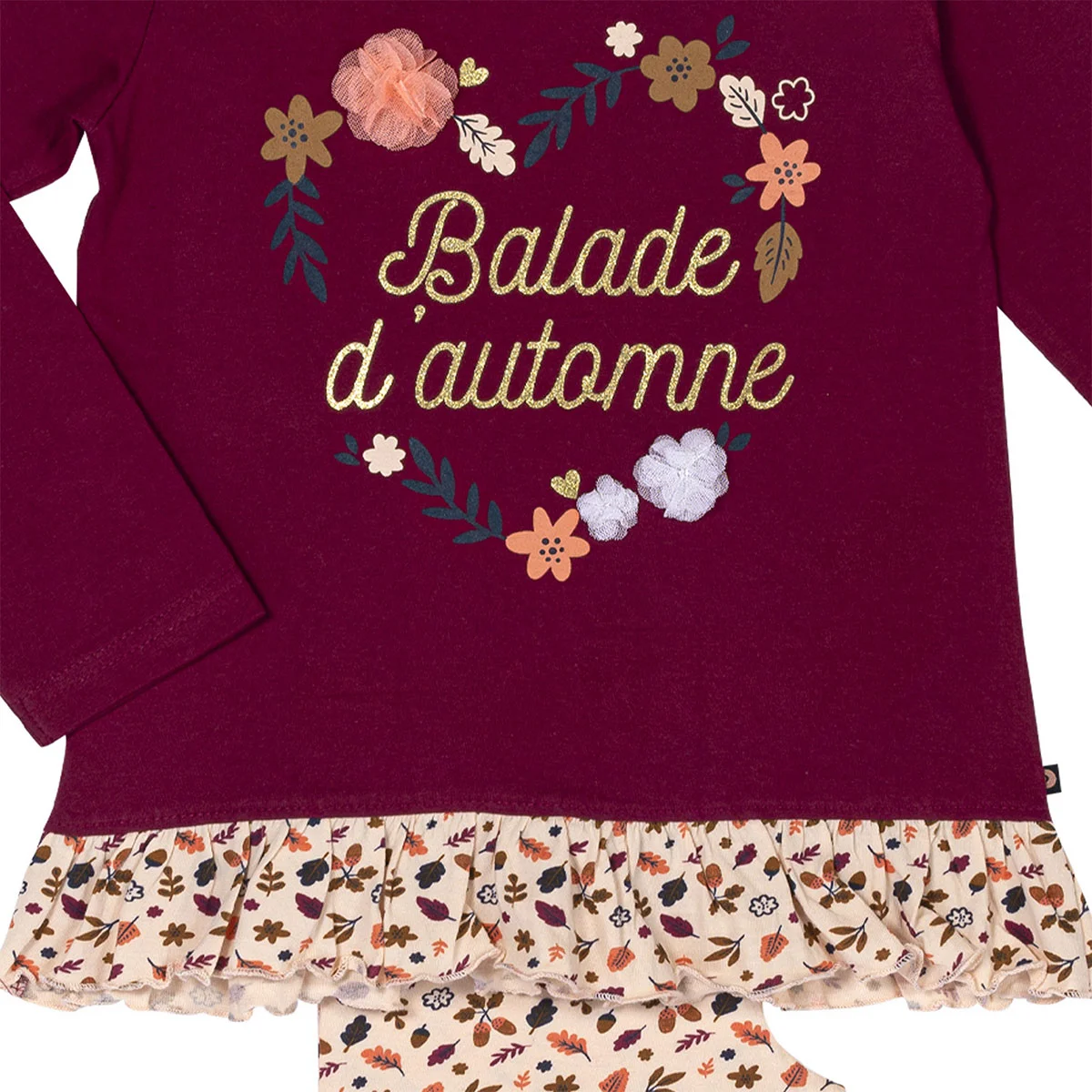 Pyjama fille HERISSON bordeaux/imprimé