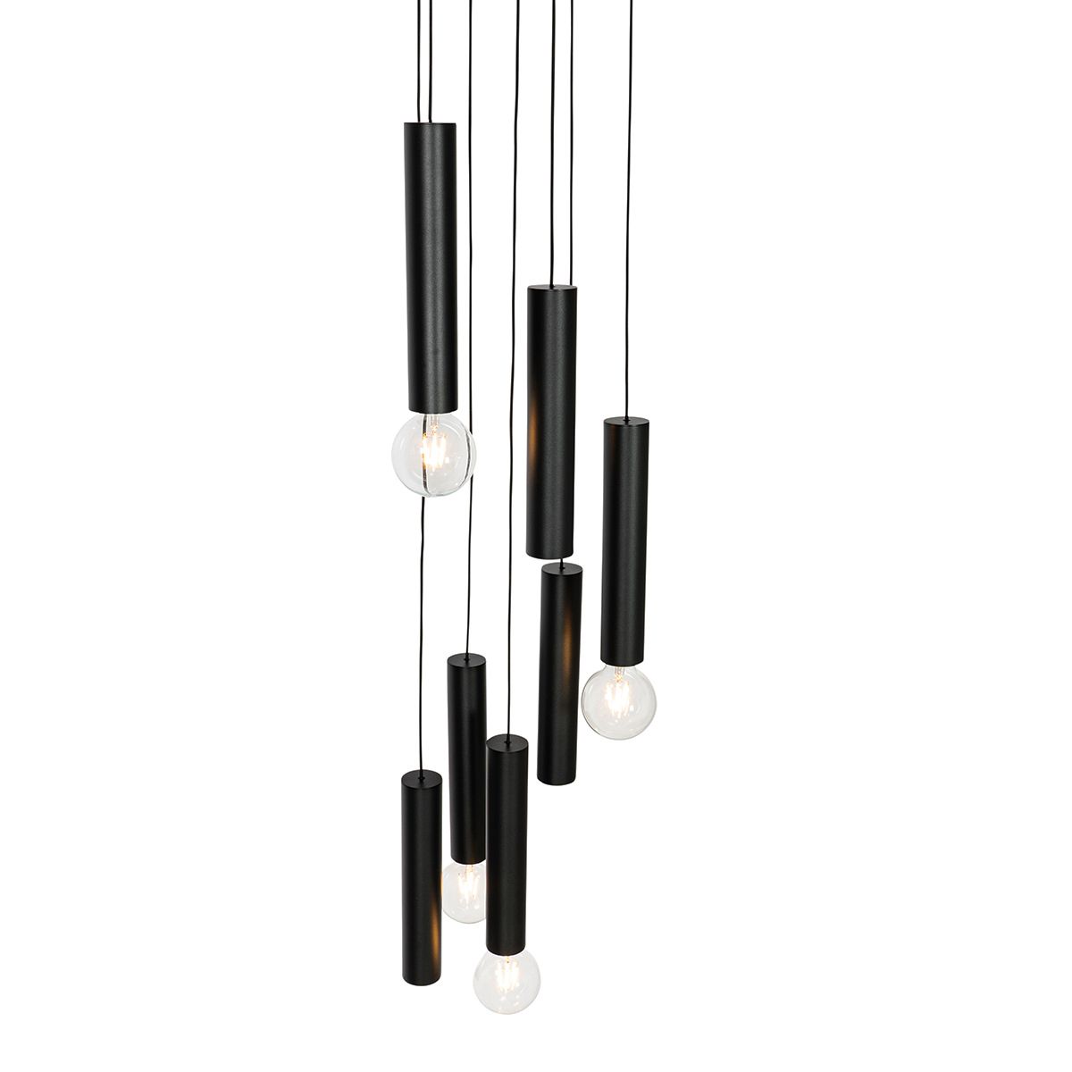 Design hanglamp zwart rond 7-lichts - Tuba