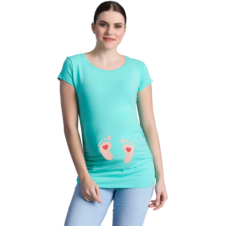 M.M.C. Umstandsshirt Baby Füße mit Motiv Mint