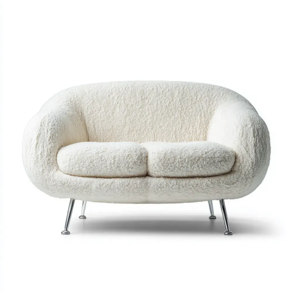 Zweisitzer-Sofa Kunstfell 150x80x75 cm - Cremeweiß - Modernes Design