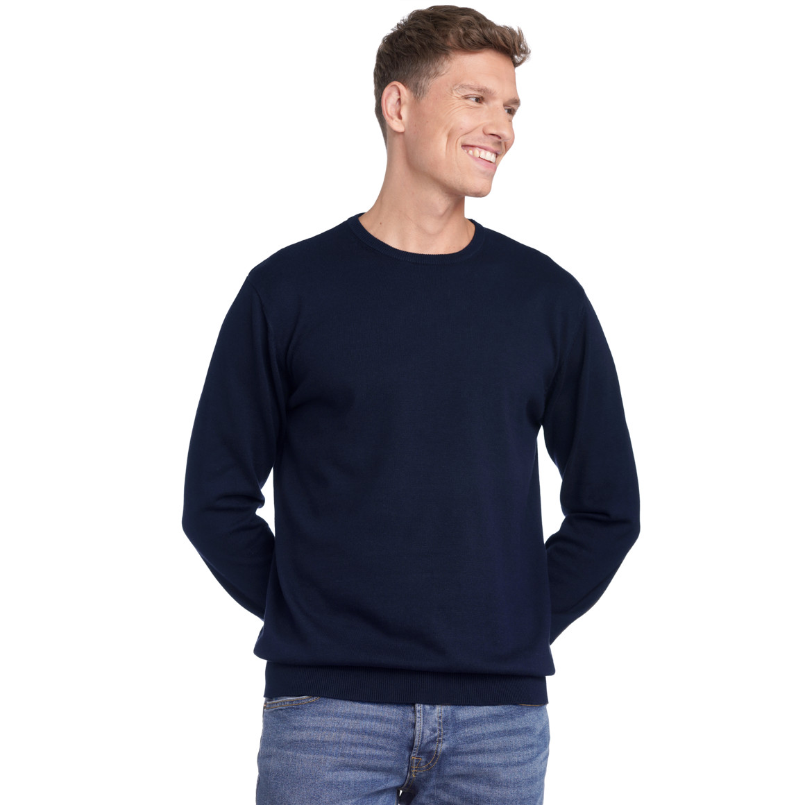 VanVaan Herren Feinstrickpullover mit Rundhals dunkelblau