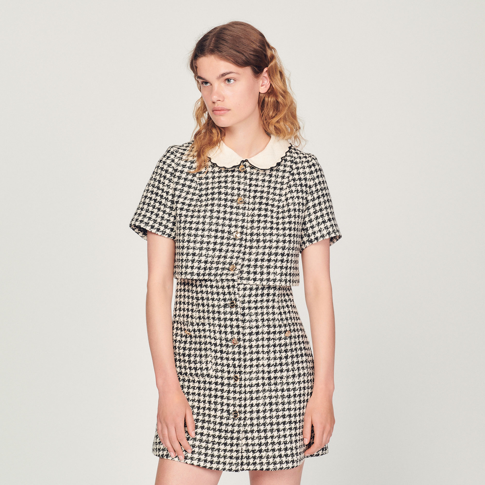 Robe trompe l'œil en tweed