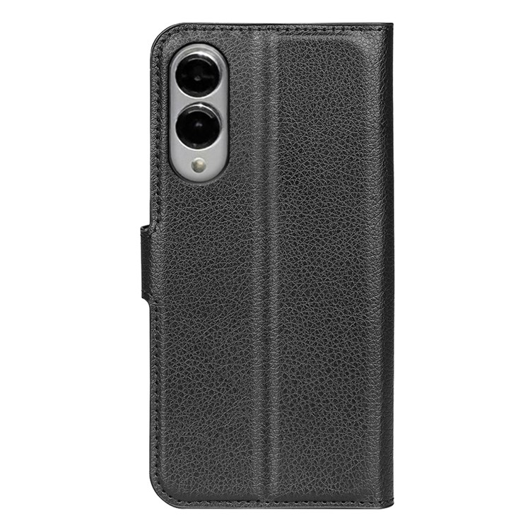 Samsung Galaxy S25 Edge Leder Tasche Flip Cover Litchi Look - Schwarz