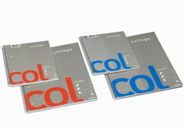 Kollegieblok A5 Bantex COL linjeret med 2 huller og spiralryg - (5 stk.)