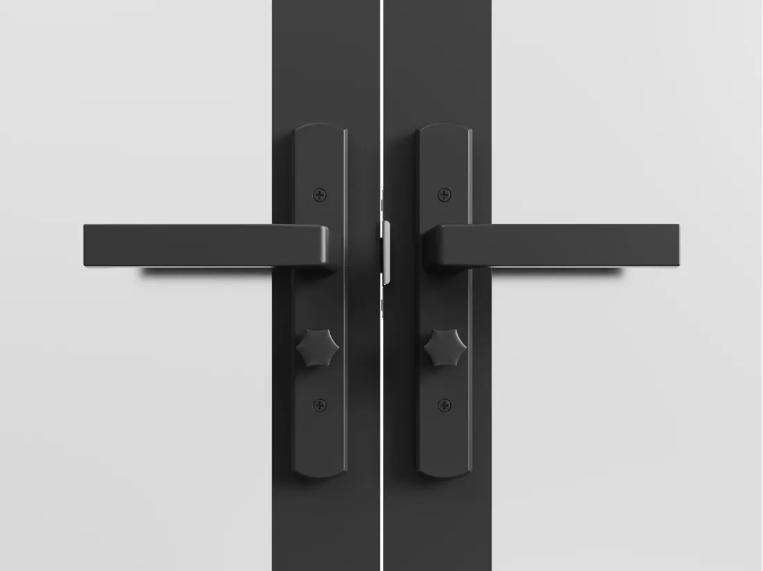 Bloc porte réversible à deux battants en aluminium et verre trempé dépoli - 2 x H204 x L73 cm - Noir - LOXTON