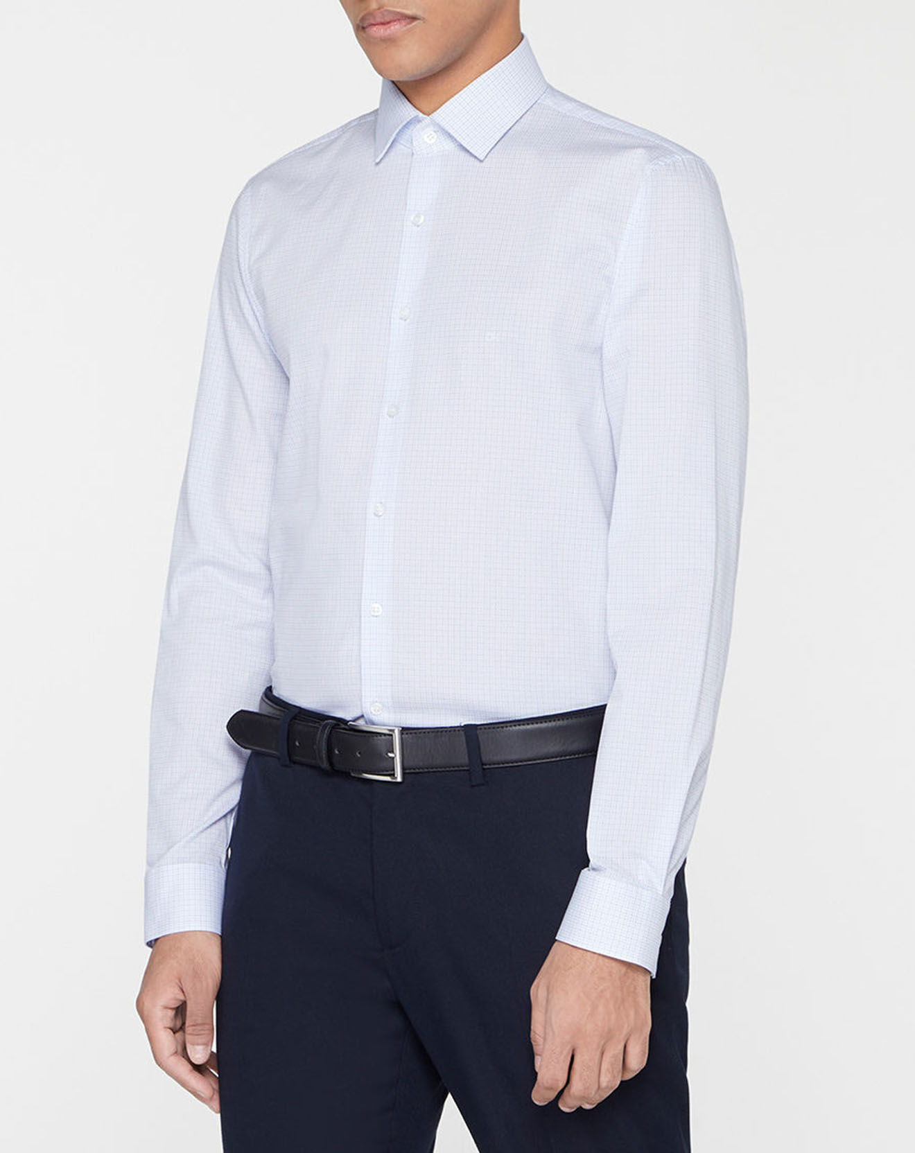 Calvin Klein Chemise slim Stretch imprimée Micro Point blanc/bleu