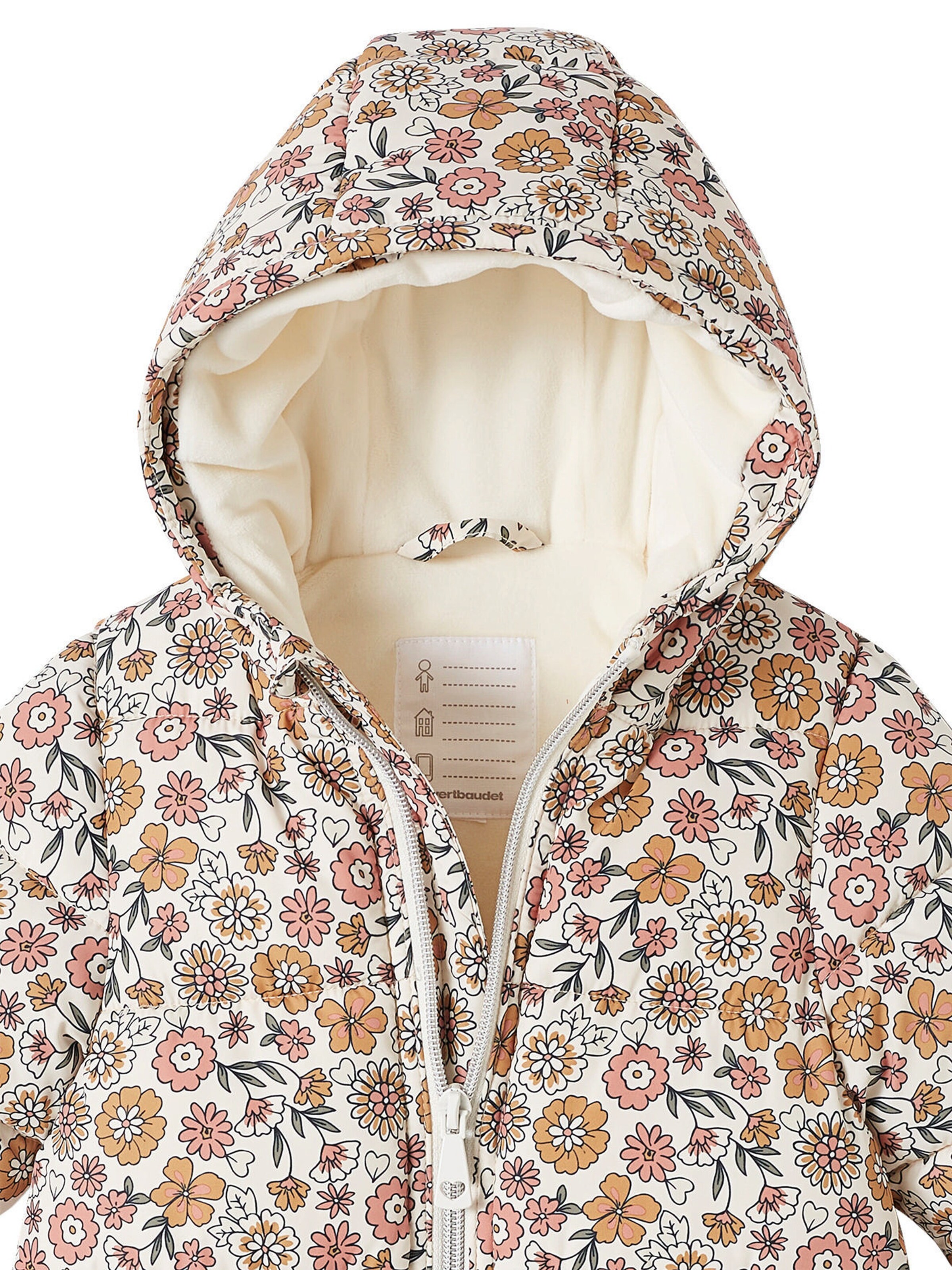 Vertbaudet Baby Winter-Overall mit Fleecefutter, geblümt hellbeige bedruckt