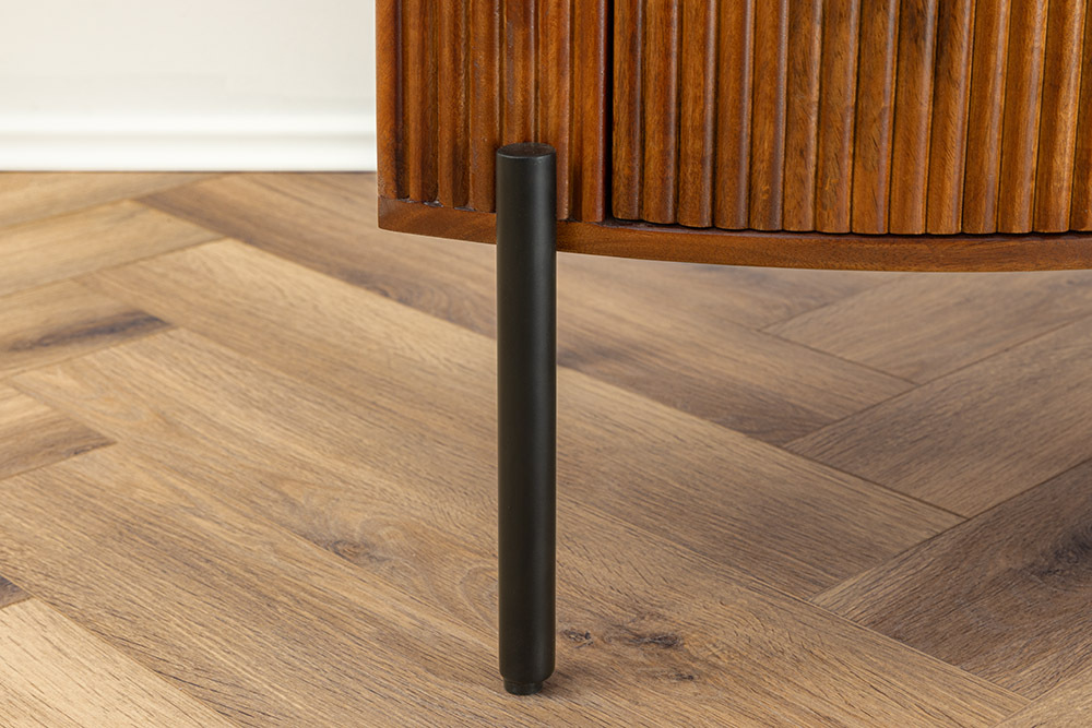 Massives Sideboard GRANDEUR 180cm braun Mangoholz schwarz Metall