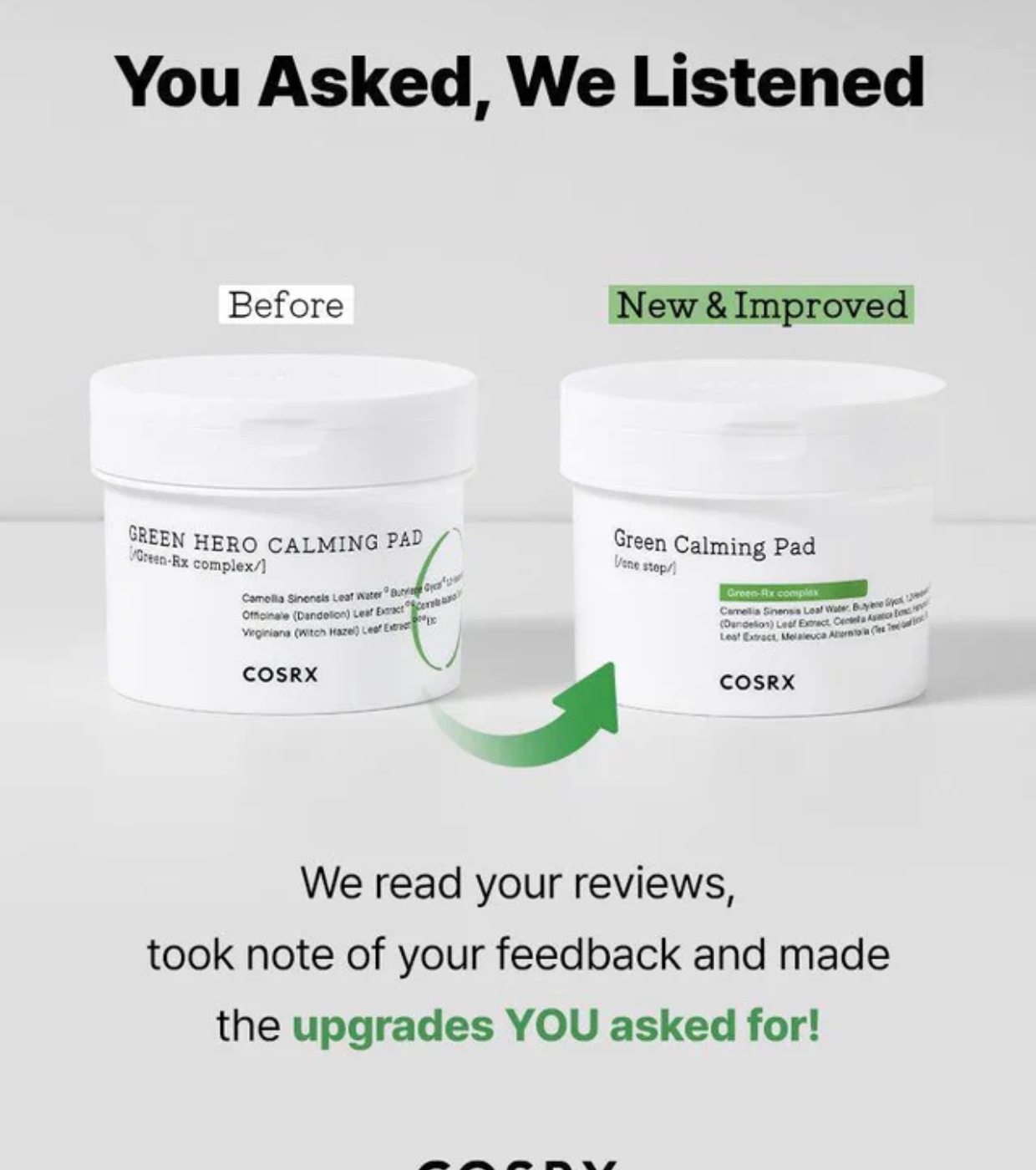 COSRX - Tônico facial calmante verde em formato pads
