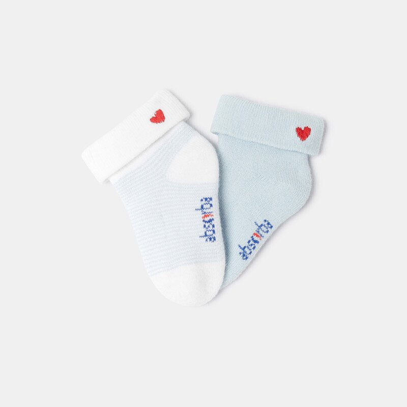 Lot de 2 paires de chaussettes bleues en tricot bouclette naissance Absorba Bleu