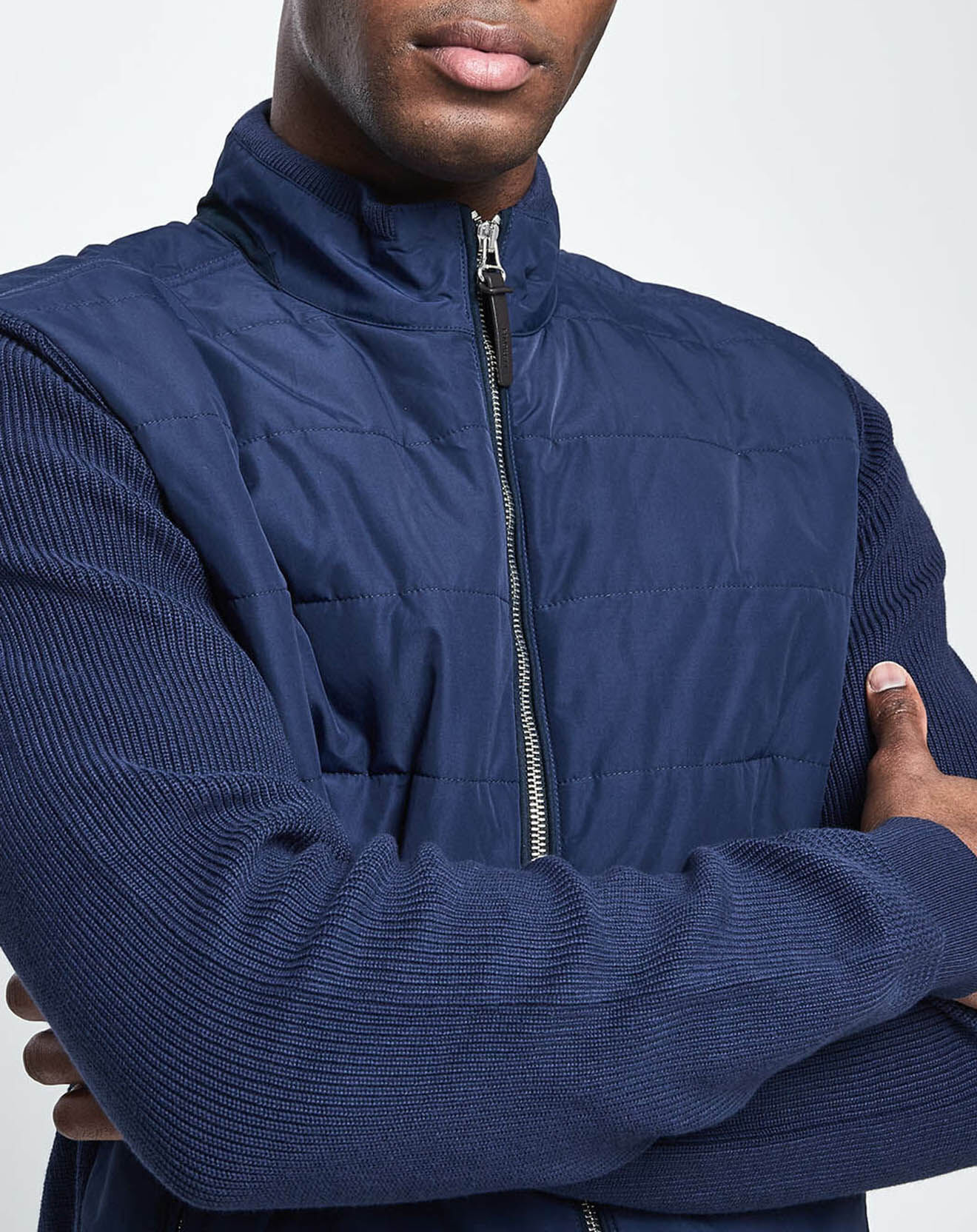 Hackett London Veste Hybrid bimatière bleu marine