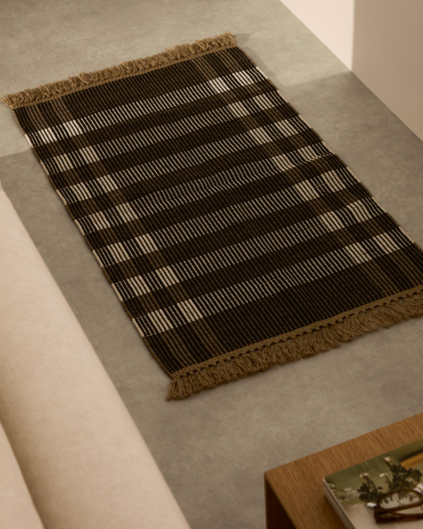 Kave Home Barani vloerkleed 60x90 bruin/zwart