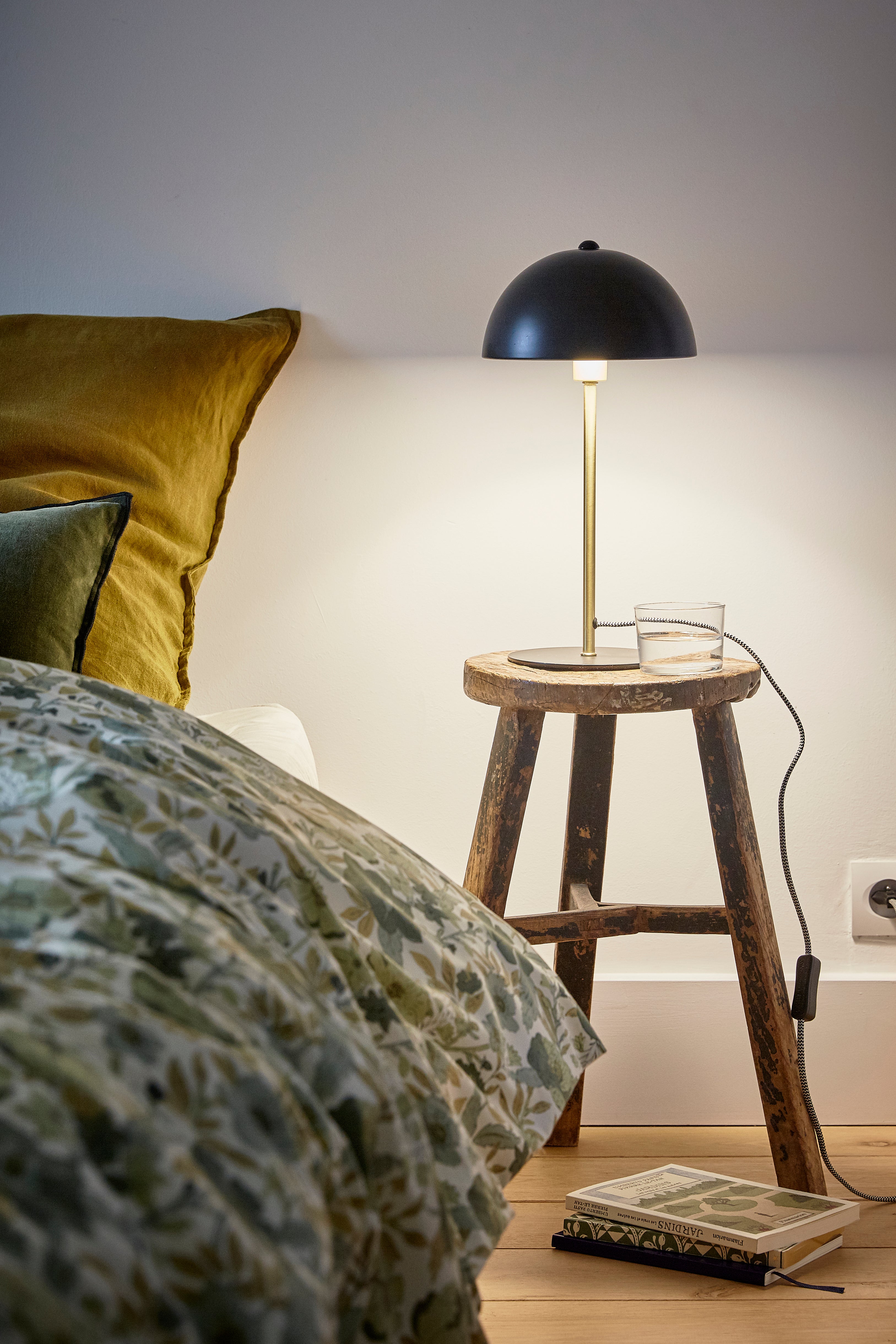 Lampe champignon bicolore en métal