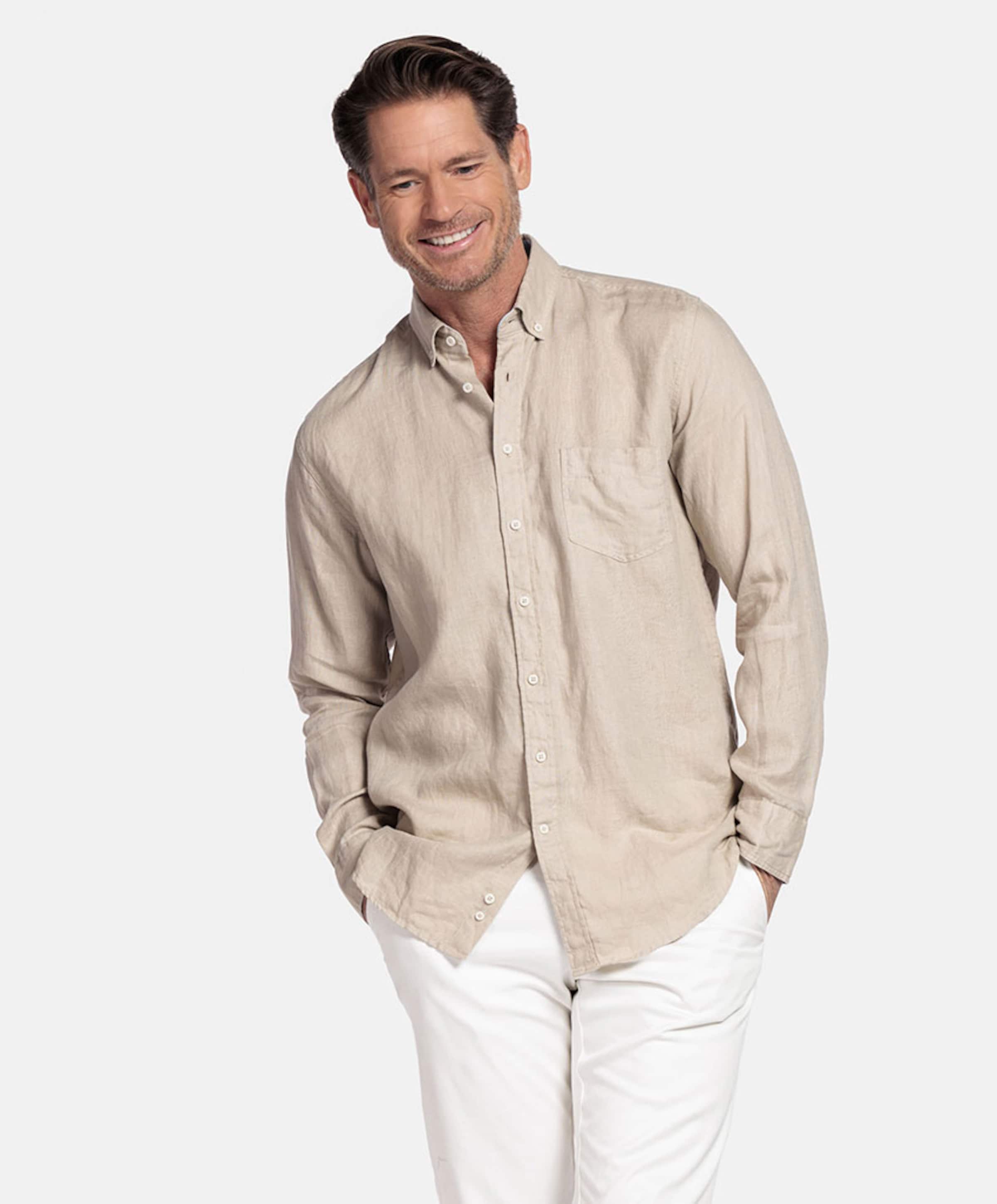 Giordano Heren overhemd lange mouw beige