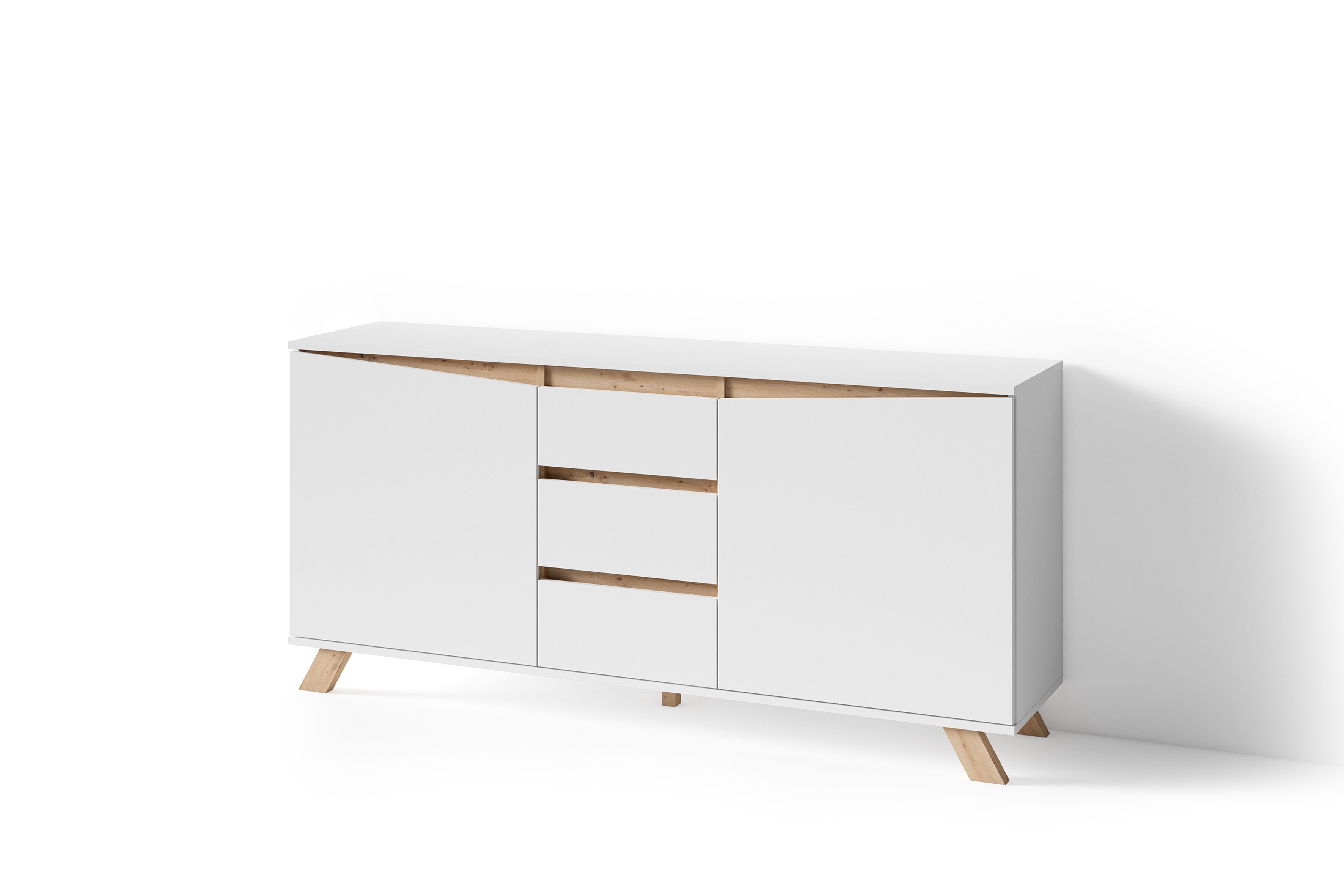 byLIVING Sideboard VALENTIN, Breite 160 cm, weiß/Artisan Eiche (Eiche-Optik)