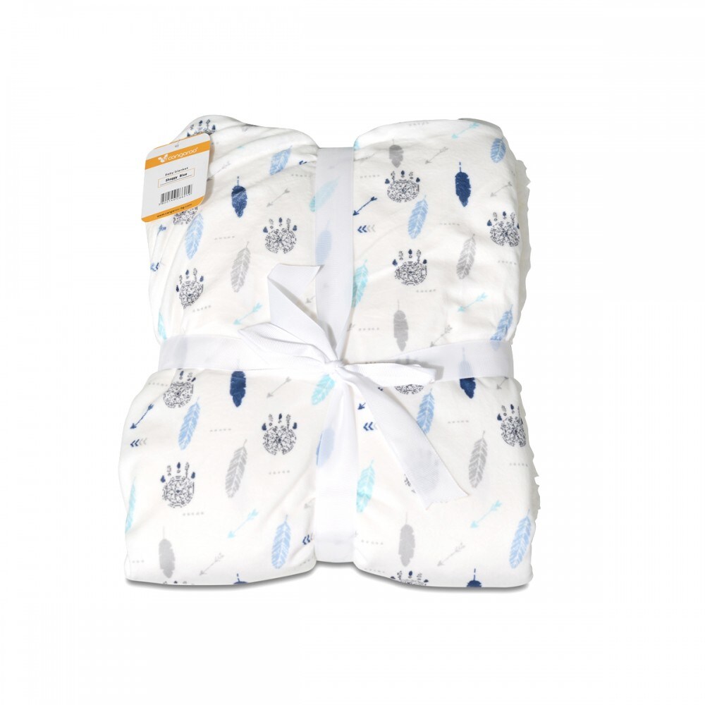 Cangaroo Babydecke Shaggy, Größe 105 x 75 cm, kuschelige Babydecke, ab Geburt blau